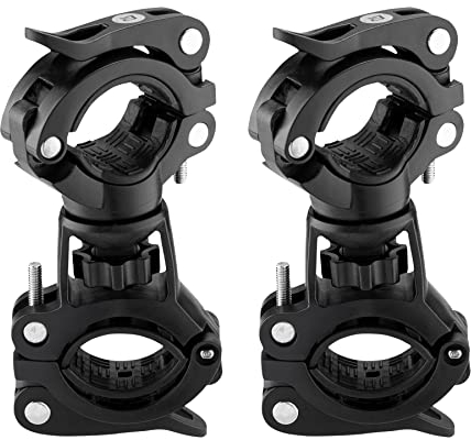 ROCKBROS 2 Pieces Bike Torch Clamp, Bike Flashlight Mount, Bike Light Holder, 360° Rotatable Bicycle Light Bracket for Handlebar Diameter 20-35mm