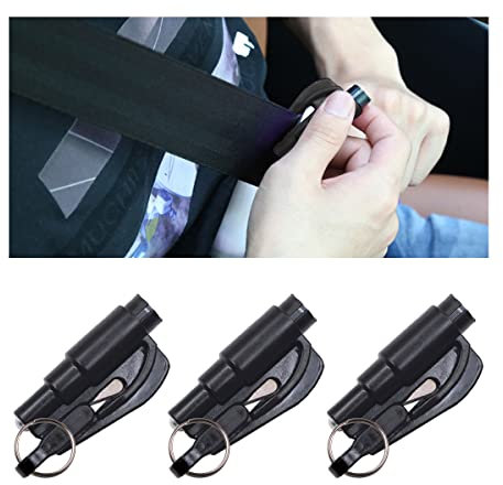 CGEAMDY The Original Emergency Keychain Car Escape Tool, 2-in-1 Seatbelt Cutter and Window Breaker, Emergency Keychain Car Escape Tool, Automotive Escape Tool for Land & Underwater (Black)