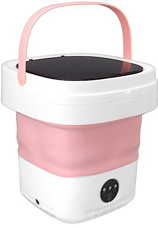 Qcwwy Mini Lavadora de Cubo Portátil, Lavadora Plegable con Función de Secador Suave para Uso Doméstico (Enchufe de la UE)