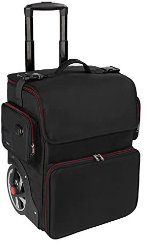 Grande valigetta cosmetica, custodia cosmetica per parrucchiere, borsa organizer per parrucchiere, isolamento termico, anti-scottatura, trolley con ruote, 1 trolley, Trolley per cosmetici extra grande