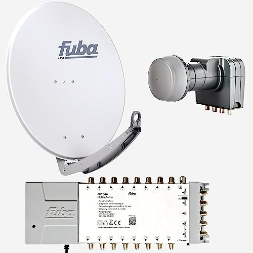 Fuba Sat Anlage 16 Teilnehmer | DAA 780 G Satellitenschüssel 80cm Alu hellgrau (Testergebnis: ausgezeichnet)* + Fuba Quattro LNB + Fuba Sat Multischalter 16 Teilnehmer (DVB-S2, HDTV, UHD 4K/8K, 3D)