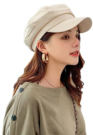 Frauen Baskenmützen Newsboy Hut Künstler Hüte Visiere Nachahmung Wolle Britischen Stil Mode Vintage Elegante Bäcker Junge Flache Kappen, (Baumwolle) Beige, Einheitsgr��e