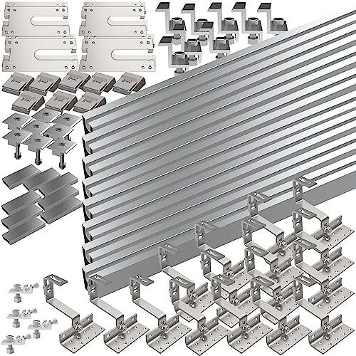 revolt Photovoltaik Halterung: 68-teiliges Dachmontage-Set für 4 Solarmodule, flexibel (Montageset Photovoltaik Ziegel, Solar-Panel Dachhalterungen, PV)