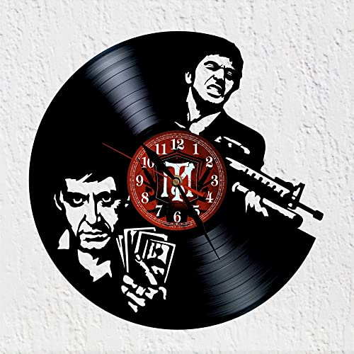 VINY WOODY Wanduhr Schallplatte Silhouette Tony Montana Dekoration