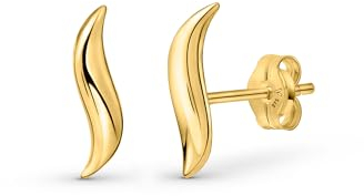 Amberta Allure Damen Kletterohrringe aus 9K Gelbgold Welle
