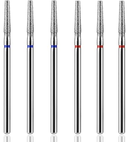 YUXIANLB 6 PCS Nail Drill Bits Set, Tapered Barrel Cuticle Bits for Nail Drill, 3/32“ Shank Electric Bit for Nail Prep Remove Cuticle Dead Skin Manicure Pedicure Tools (Fine & Medium)