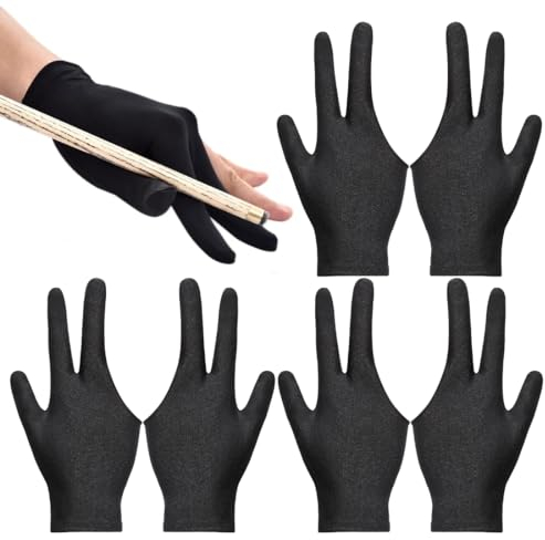 NHPY 6 Stück Billard Handschuh,DREI Finger Handschuhe,3 Finger Queue Handschuhe,Billardhandschuhe,Billard Snooker Queue Handschuhe, Unisex Dehnbar