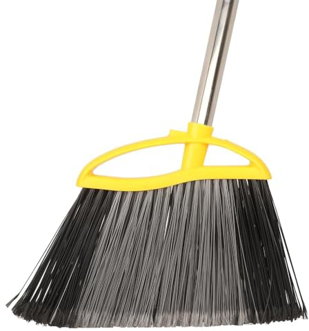 MuLing Heavy Duty Broom Outdoor with 145CM Long Handle, Heavy Duty Broom with Stiff Bristles,Angle Sweeping Broom for Floor Cleaning Garage Patio Garden House and Kitchen (Large), DY001