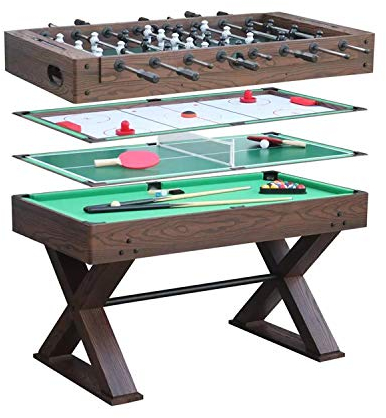 NoaLED 4-in-1-Multifunktions-Spieltisch für Indoor-Spieltisch, Mini-Spieltische, Kickertisch, Air-Hockey-Tisch, Billardtisch, Mini-Tisch für Kinder und Erwachsene