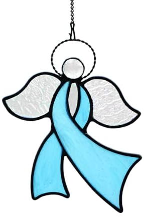 HAOSUM Engel-Buntglas-Sonnenfänger, blaues Bewusstseinsband, Engel-Dekoration, Buntglas-Fensteraufhängung für Zuhause, Engel-Geschenke für Frauen, Vater, Mutter, Oma, Freunde