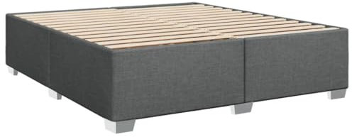 vidaXL Bettgestell, Bett mit Bettfüße Lattenrost, Polsterbett für Schlafzimmer, Doppelbett Bettrahmen, Modern, Dunkelgrau 200x200cm Stoff