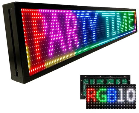 P10 Cartel LED programable Pantalla digital SMD de 96 x 16cm con aspecto neón Pantalla LED de alta luminosidad 4000 cd/m²|Cartel publicitario LED IP65 para todo tipo de clima Para vallas publicitarias