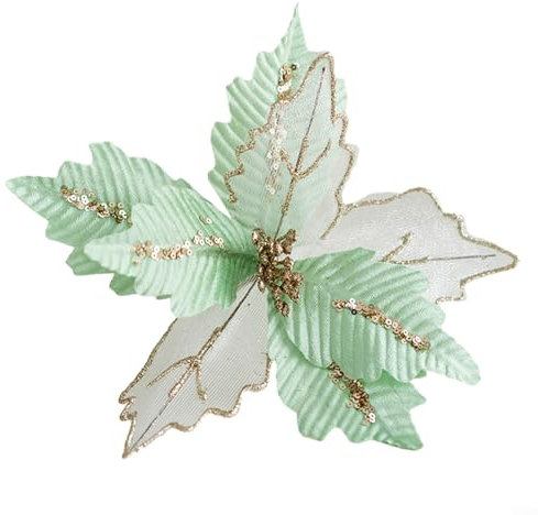 Decorazione natalizia a forma di stella di Natale glitterata, 25 cm, per albero di Natale (verde chiaro)