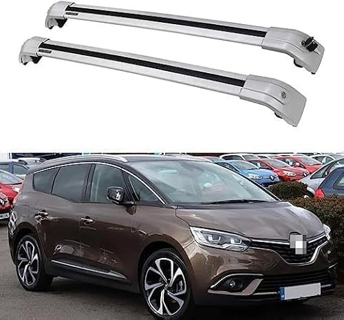 2 Pièces Barres de Toit Transversales pour Grand Scenic 2017-2021, Voiture Porte Bagages Aluminium Galerie Toit Verrouillable