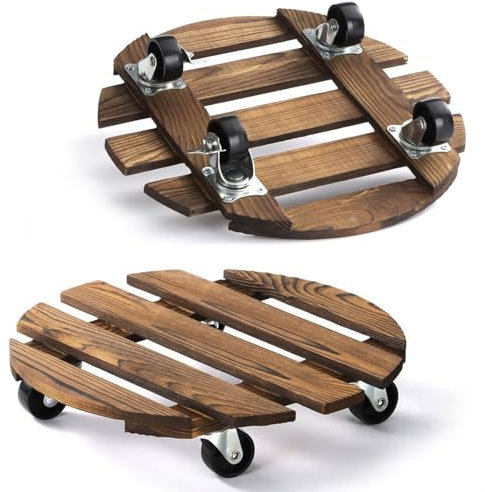 Porte Plante a Roulettes, Rouleaux Ronds pour Plantes, Supports de Pots de Fleurs à Roulettes, Rond, Pour L'intérieur et L'extérieur, Planche à Roulettes pour Plantes, Pot de Fleurs, 30 x 6,5cm
