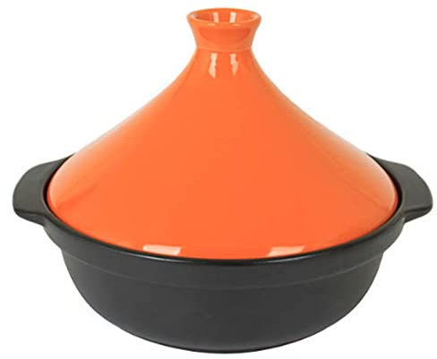 Generisch Marokkanischer Tajine-Topf, Mini-Tajine-Kochauflauftopf, Keramik-Auflauftopf, Tajine-Kocher, Slow Cooker zum Kochen und Schmoren,Orange-Big