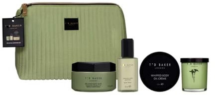 T BAKER Relax and Unwind Geschenkset Badesalz/Kerze/Jasmin & Limettenblüte Körperspray/Körpercreme - TED B Luxury-Kollektion