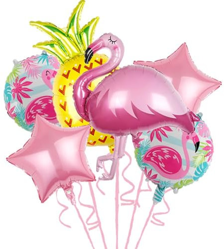 Hawaii Folienballons, 6 Stück Sommer Luftballons, Hawaii Deko Ballons Summer Flamingo Ananas Folienballon für Sommer Geburtstags Pool Strand Party Dekorationen