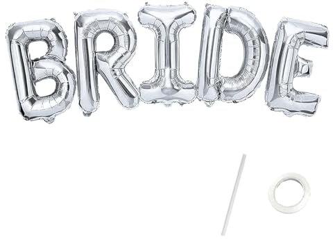 Gleemix Bride to Be Deko Luftballon, 16 Zoll Silber Bride Buchstaben Ballons, Junggesellenabschied Frauen Ballon, Bride Luftballons für Bachelorette Party Deko, Hochzeit Deko