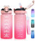 SUPPRUI Kids Water Bottle With Straw, 600ml Children Drinks for School, Leakproof BPA-Free Tritan Motivational Drink Bottles for Girls Boys (Pink)