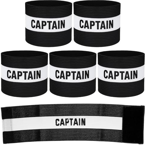 HJZHII 6pcs Captain Armbands for Soccer, Adjustable Leader Armband Elastic Protective Sports Arm Badge for Football Rugby Basketball Volleyball Training Player Captain Band, Black
