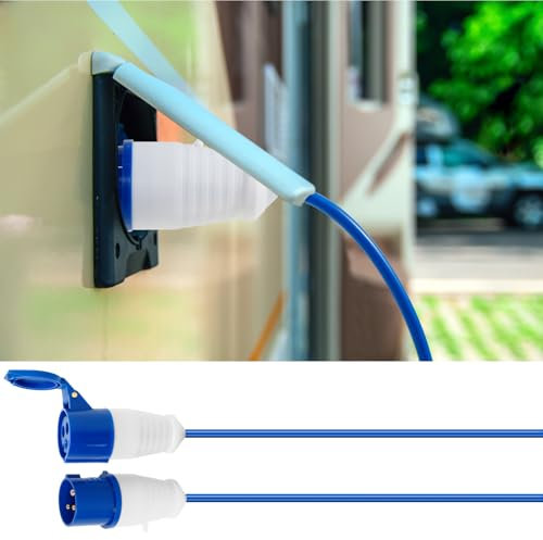 Foppla CEE - Cavo di prolunga da campeggio, 10 m, 16 A, H07BQ-F, colore segnaletico, colore arancione, cavo di alimentazione da campeggio, per uso costante in esterni, IP44 (10 m)