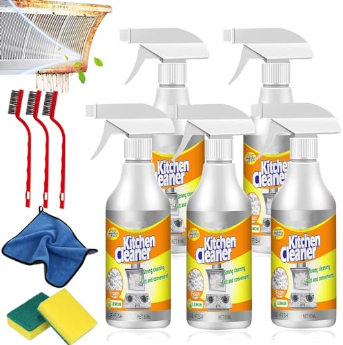 Magic Brush Pro Lot de 5 vaporisateurs nettoyants en spray pour cuisine, comptoir, hottes, fours
