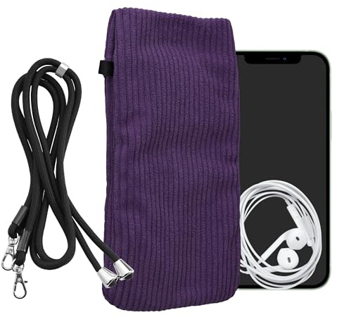 kwmobile Custodia Velluto a Coste con Chiusura Magnetica per Smartphone XXL - 7 - Portacellulare Tracolla - Borsa Porta Cellulare da Collo Universale