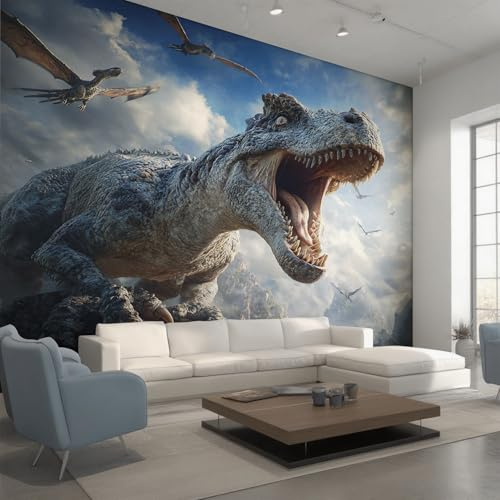 Generisch Tapete Dinosaurier Vliestapete Jurassic Tyrannosaurus Rex 350X256cm Fototapete Wohnzimmer Motivtapete Schlafzimmer Tapeten Deko, Mustertapete, Wandtapete D20