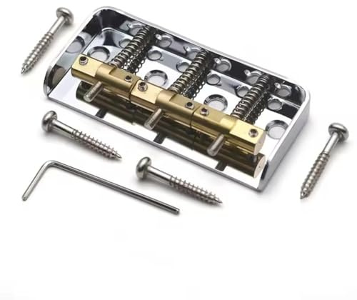 Rersduyt Short Guitar Bridge Dual Load Guitar Bridge with Cut-Down Sides with Compensated Brass Saddles for TL Guitar Chrome