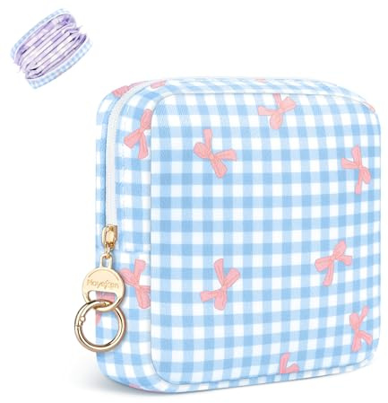 Binden Tasche Aufbewahrung Tampons Hygienebeutel für Damenbinden Slipeinlagen Aufbewahrungtasche für Unterwegs Periodentasche mit Reißverschluss Damen Notfalltasche Klein Geschenke für Mädchen(Blau)