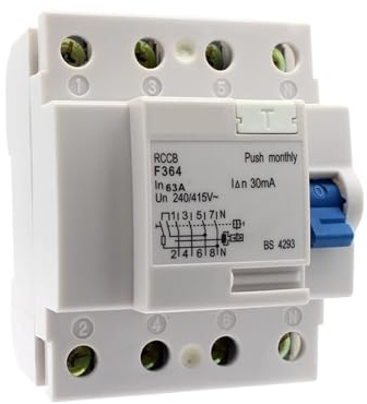Interruptor Diferencial Electrónico F364 25A 40A 63A 240VAC 30mA 4P 6KA, Protección Contra Fugas Eléctricas MCB(20A)