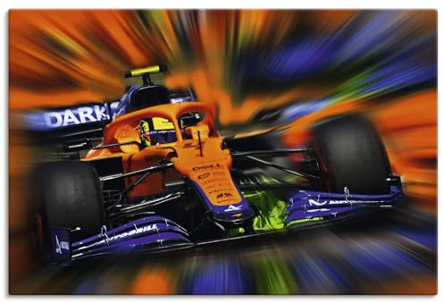 ARTLAND Wanddeko Leinwand Bilder Wandbild 90x60 cm Formel 1 McLaren Lando Norris Rennfahrer Auto Motorsport U5QN