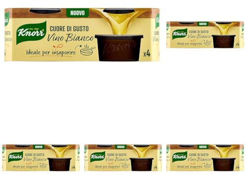 Knorr Cuore di Gusto Vino Bianco, Pronto da Sciogliere in Padella, Vegano, Senza Glutine, 4 Vaschette da 28g (Confezione da 5)