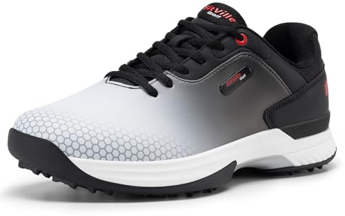 FitVille Mens Golf Shoes Extra Wide Fit Trainers | Water Resistant, Wide Toe Box, Casual Sneakers, Non Slip, Outdoor, Spiked, for Golf Turf