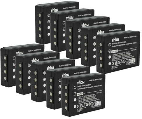 vhbw 10x Akku kompatibel mit HBC Crane Truck Driving, technos 1, Technos Industrie-Funkfernsteuerung Fernbedienung (2000 mAh, 6 V, NiMH) - Schwarz