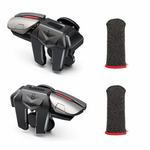 2 Stück Mobile Gaming Controller 4 Trigger, Geeignet für Mobile Controller, L1R1 L2R2 Handy Joystick für PUBG, COD, Smartphone Gamepad Triggers kompatibel mit Android & iOS, 6 Finger Schießtasten