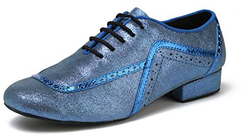 MINITOO Herren Latin Ballroom Wingtip Oxford Style Blau Glattleder Social Tanzschuhe EU 44