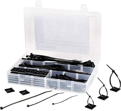 TRU COMPONENTS EPR-350UV Kabelbinder-Sortiment 100 x 2.5 mm, 142 x 3.2 mm, 190 x 4.8 mm Schwarz 1 Set