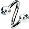 viva-adorno® Lippenpiercing Chirurgenstahl Labret Spirale Twister Kristall Doppelkugel Twist Z336, Hellblau