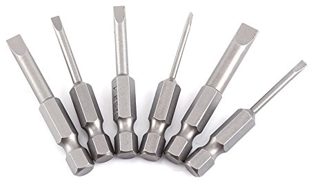 6pcs 50mm 2.0-6.0mm Tête plate embout fendue embouts de tournevis ensemble alliage magnétique 0,25hexagonale fendue tournevis embouts