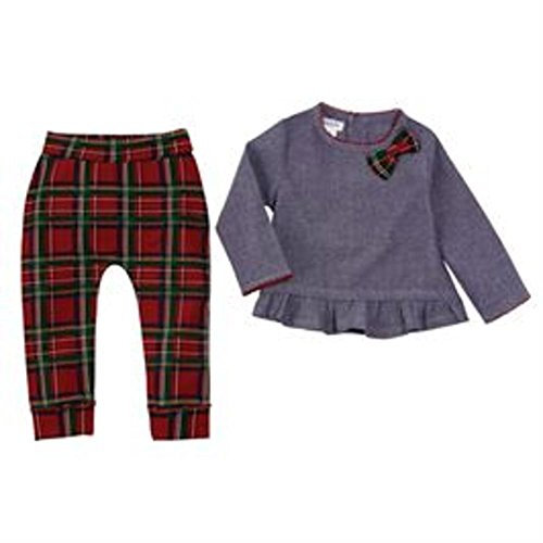 Mud Pie Chambray Tartan Plaid Tunic & Legging Set,Multicoloured,3 - 6 US Infant