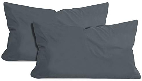 npluseins 2er-Pack Jersey Dekokissen Baumwollbezug, 40 x 60 cm, Anthrazit | Öko-Tex Standard 100, Reißverschluss, formstabil, strapazierfähig, angenehm weich, waschbar bis 60 °C