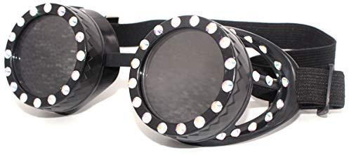 4sold, TM Steampunk Cyber-Schutzbrille, Rave, Goth, Vintage, viktorianischer Stil, Schwarz, Damen, b-1, diamond black, Universal