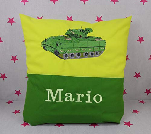 pinkeSterne ☆ Kissen PANZER Kissenbezug Kissenhülle Individuell Bestickt Namenskissen