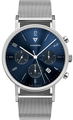 Junkers Dessau Analog Quarzuhr Chronograph Edelstahlarmband Saphirglas blau 9.19.01.01.M