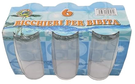 Pamax Set 6 Bicchieri BIBITA Vetro Trasparente 350ML Ultra Resistente