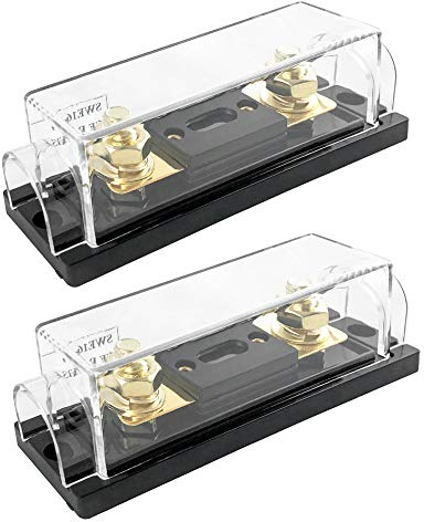 QWORK® 250Amp ANL Fusible plaqué, Jauge 0/2/4 avec porte fusible ANL, Noir, Lot de 2