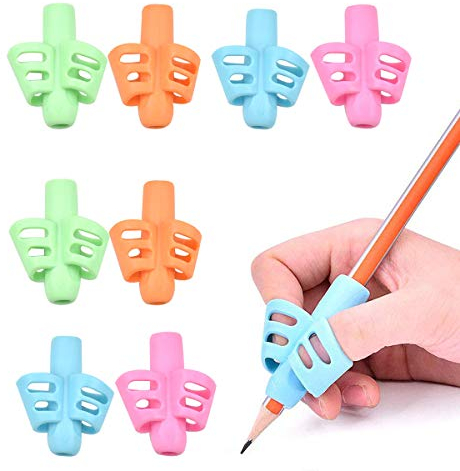 Jinlaili Bleistiftgriffe, 8 Stück Bleistiftführer für Kinder, weiche Fingerführung, Stifthalter zum Schreiben für Kinder und Kindergarten