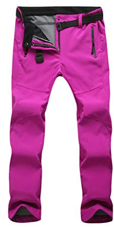 Onsoyours Pantaloni Trekking Donna Uomo Invernali Impermeabile Pantaloni Sci Termici Softshell Pantaloni Caldi Neve Montagna Escursionismo Caldo All'aperto Donna B Fucsia M